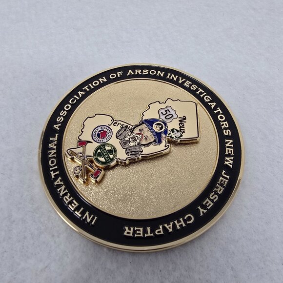 IAAI New Jersey Arson Investigators Challenge Coin Gold Black Spinning Center - Picture 4 of 8